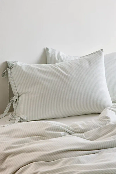 Urban Outfitters Yarn Dye Striped Knotted Sham Set In Blue At