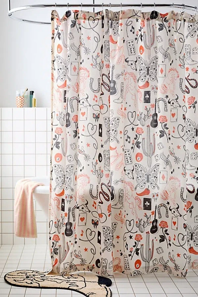Urban Outfitters Yeehaw Shower Curtain In Ivory At