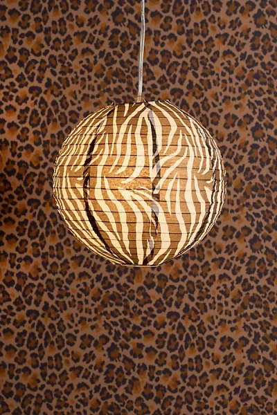Urban Outfitters Zebra Printed Round Paper Lantern Pendant Shade In Black/white At
