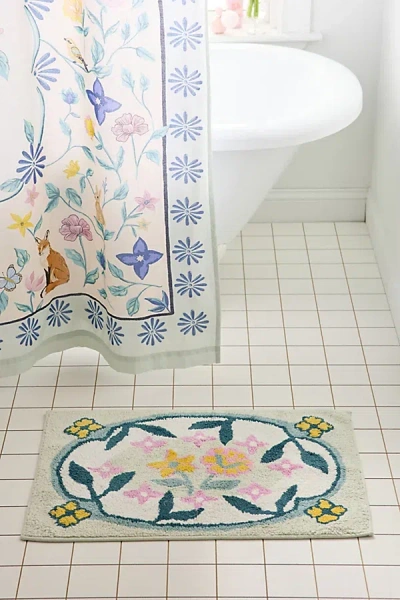 Urban Outfitters Zenia Floral Printed Bath Mat In Blue Floral At  In Multi