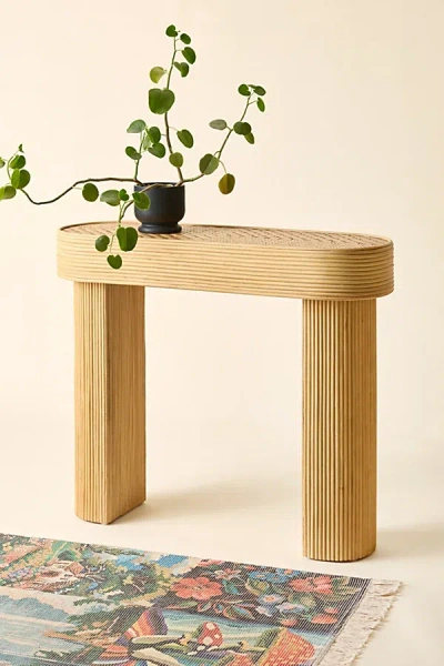 Urban Outfitters Zoe Rattan Bamboo Console Table In Natural At