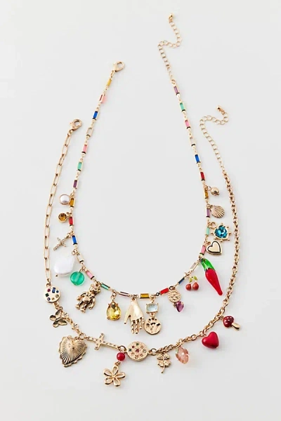 Urban Outfitters Zuri Layering Charm Necklace Set In Gold, Women's At