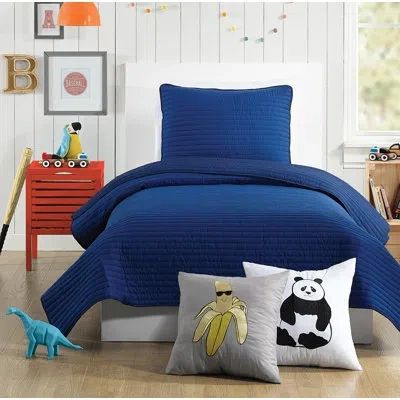 Urban Playground Astor Solid Navy Blue Microfiber Quilt Set