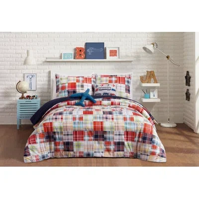 Urban Playground Bryce Patchwork Plaid Full/queen 5-piece Reversible Comforter Set In Blue;green;red;orange