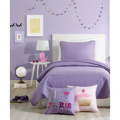 Urban Playground Coty Star Stitched Reversible Microfiber Quilt Set In Purple