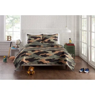 Urban Playground Covert Camo Green Reversible Microfiber Quilt Set