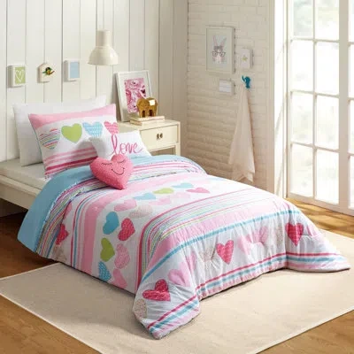 Urban Playground Daphne Hearts Reversible Twin 4-piece Comforter Set