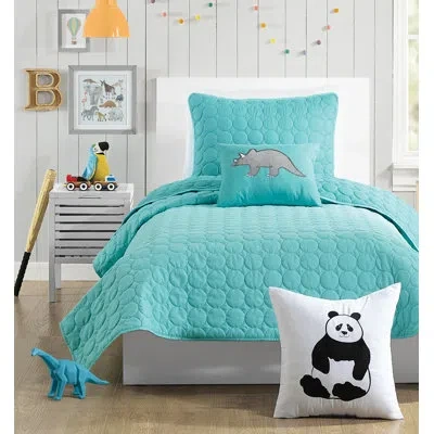 Urban Playground Denita Solid Aqua Microfiber Quilt Set
