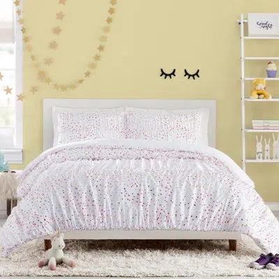 Urban Playground Iridescent Stars Ruched White Microfiber Comforter Set