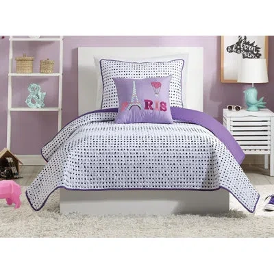 Urban Playground Joceline Purple Polka Dot Reversible Quilt Set