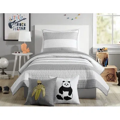 Urban Playground Lavelle Gray/white Stripe Reversible Microfiber Quilt Set