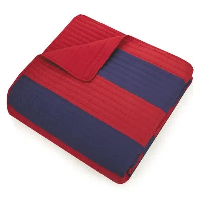Urban Playground Lavelle Red/blue Stripe Reversible Microfiber Quilt Set