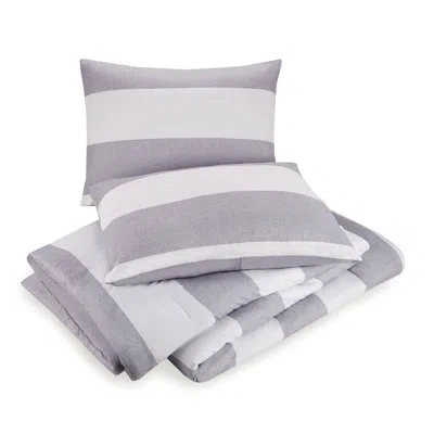 Urban Playground Lavelle Stripe Reversible Microfiber Comforter Set In Gray