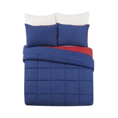 Urban Playground Peyton Solid Blue/red Reversible Microfiber Comforter
