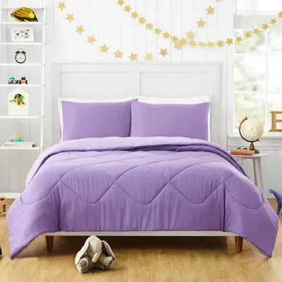 Urban Playground Solid Easy Care Ultra-soft Reversible Comforter Set In Iris Purple