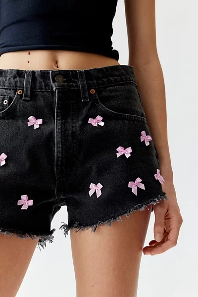 Urban Renewal Remade Bow Denim Micro Short In Black, Women's At Urban Outfitters