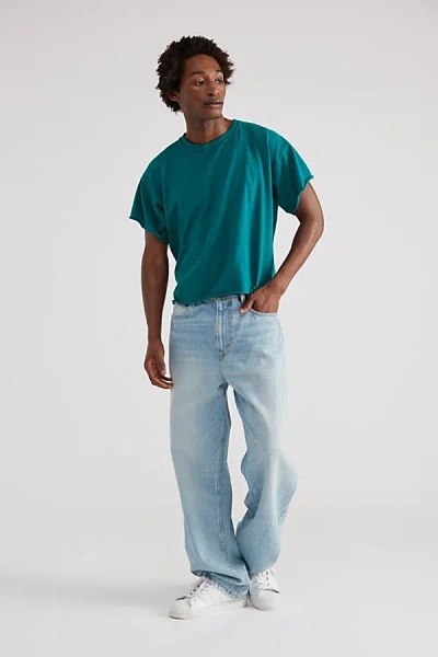 Urban Renewal Remade Boxy Cropped Raw Cut Tee In Dynasty Green, Men's At Urban Outfitters