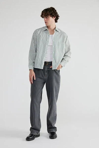 Urban Renewal Remade Clean Finish Cropped Button-down Shirt In Green, Men's At Urban Outfitters
