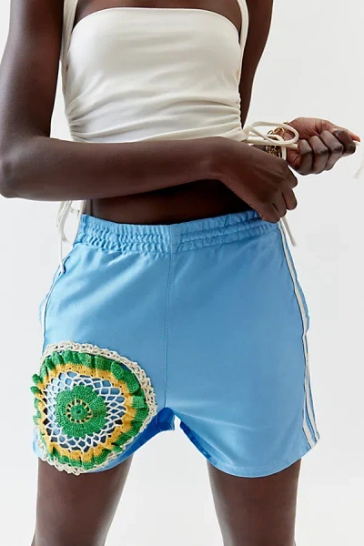 Urban Renewal Remade Crochet Patch Sport Short In Blue, Women's At Urban Outfitters