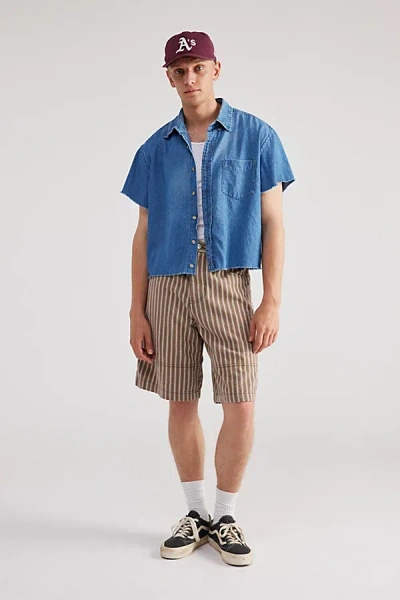 Urban Renewal Remade Cropped Chambray Button-down Shirt In Vintage Denim Light, Men's At Urban Outfitters