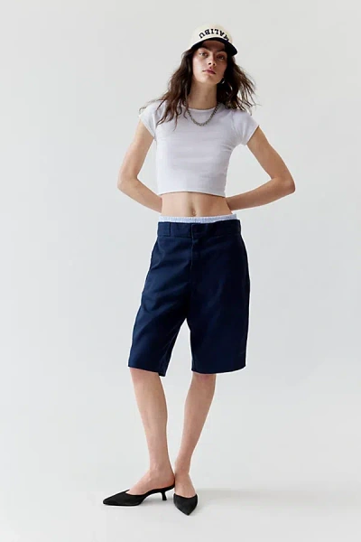 Urban Renewal Remade Dickies Long Line Short In Navy, Women's At Urban Outfitters