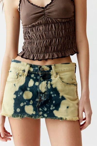 Urban Renewal Remade Dye Tech Gummy Denim Mini Skirt In Tan, Women's At Urban Outfitters