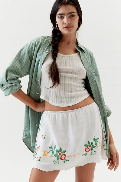 Urban Renewal Remade Embroidered Micro Mini Skirt In Assorted, Women's At Urban Outfitters