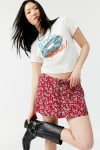 Urban Renewal Remade Floral Micro Mini Skirt In Red, Women's At Urban Outfitters