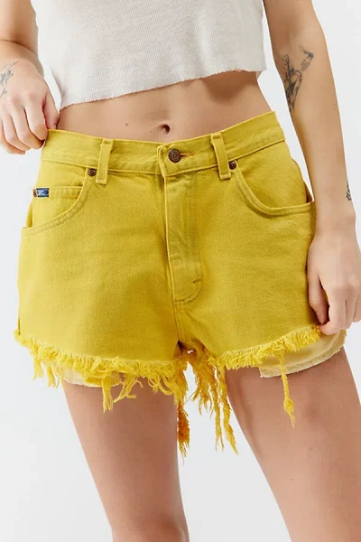 Urban Renewal Remade Lee Overdyed Denim Short In Yellow, Women's At Urban Outfitters