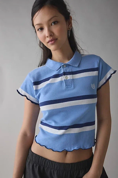 Urban Renewal Remade Lettuce Edge Polo Tee In Blue, Women's At Urban Outfitters