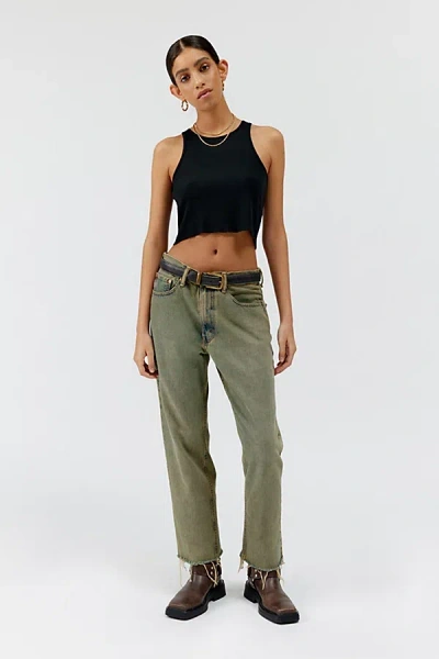 Urban Renewal Remade Levi's Raw Cut Hem Jean In Olive, Women's At Urban Outfitters
