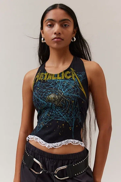 Urban Renewal Remade Music Tee Lace Halter Top In Black, Women's At Urban Outfitters