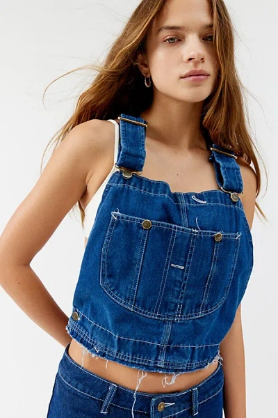 Urban Renewal Remade Overall Cropped Tank Top In Vintage Denim Medium, Women's At Urban Outfitters
