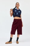Urban Renewal Remade Overdye Corduroy Jort In Dark Red, Women's At Urban Outfitters In Dark Red