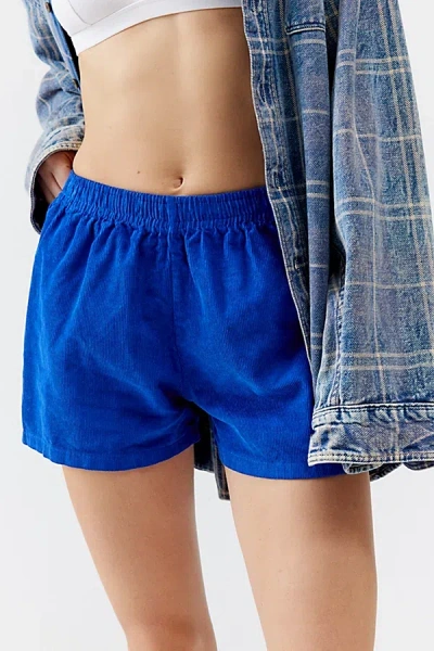 Urban Renewal Remade Overdyed Cord Short In Blue, Women's At Urban Outfitters