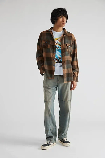 Urban Renewal Remade Overdyed Flannel Shirt In Brown, Men's At Urban Outfitters