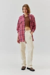 Urban Renewal Remade Overdyed Flannel Shirt In Pink, Women's At Urban Outfitters