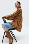 Urban Renewal Remade Overdyed Flannel Shirt In Taupe, Women's At Urban Outfitters
