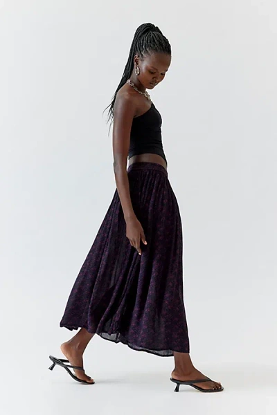 Urban Renewal Remade Overdyed Gauze Midi Skirt In Purple, Women's At Urban Outfitters