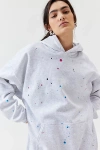 Urban Renewal Remade Paint Splatter Hoodie Sweatshirt In Light Grey, Women's At Urban Outfitters