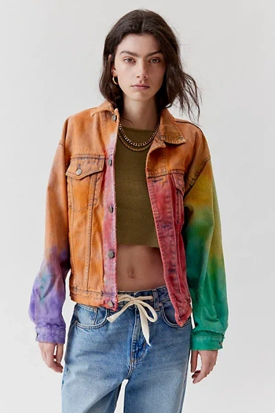 Urban Renewal Remade Rainbow Dye Denim Jacket In Assorted, Women's At Urban Outfitters
