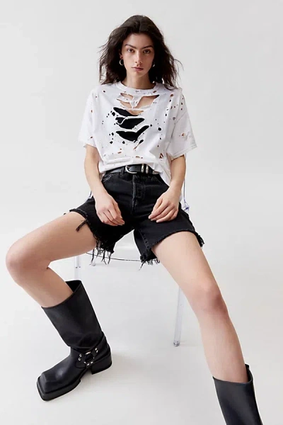 Urban Renewal Remade Skeleton Destroyed Tee In White, Women's At Urban Outfitters