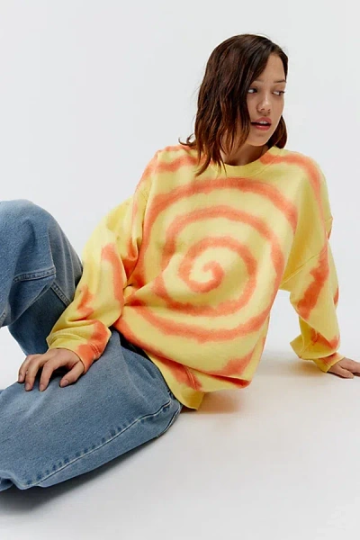 Urban Renewal Remade Spiral Dye Sweatshirt In Yellow, Women's At Urban Outfitters