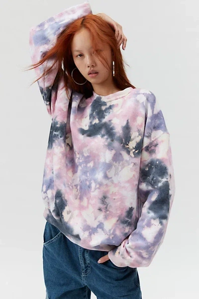 Urban Renewal Remade Waters Dye Crew Neck Sweatshirt In Pink, Women's At Urban Outfitters