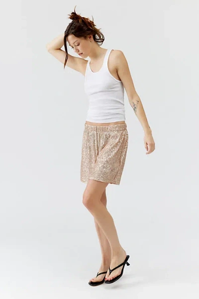 Urban Renewal Remants Longline Sequin Short In Champagne, Women's At Urban Outfitters