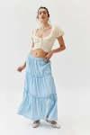 Urban Renewal Remnants Crepe Tiered Midi Skirt In Aqua, Women's At Urban Outfitters
