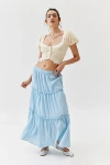 Urban Renewal Remnants Crepe Tiered Midi Skirt In Aqua, Women's At Urban Outfitters In Aqua