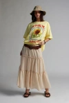 Urban Renewal Remnants Crepe Tiered Midi Skirt In Cream, Women's At Urban Outfitters