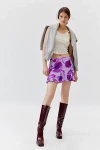 Urban Renewal Remnants Floral Ruffle Micro Mini Skirt In Purple, Women's At Urban Outfitters In Purple