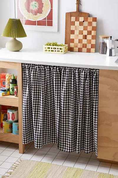 Urban Renewal Remnants Gingham Café Curtain Set In Black/white At Urban Outfitters In Multi